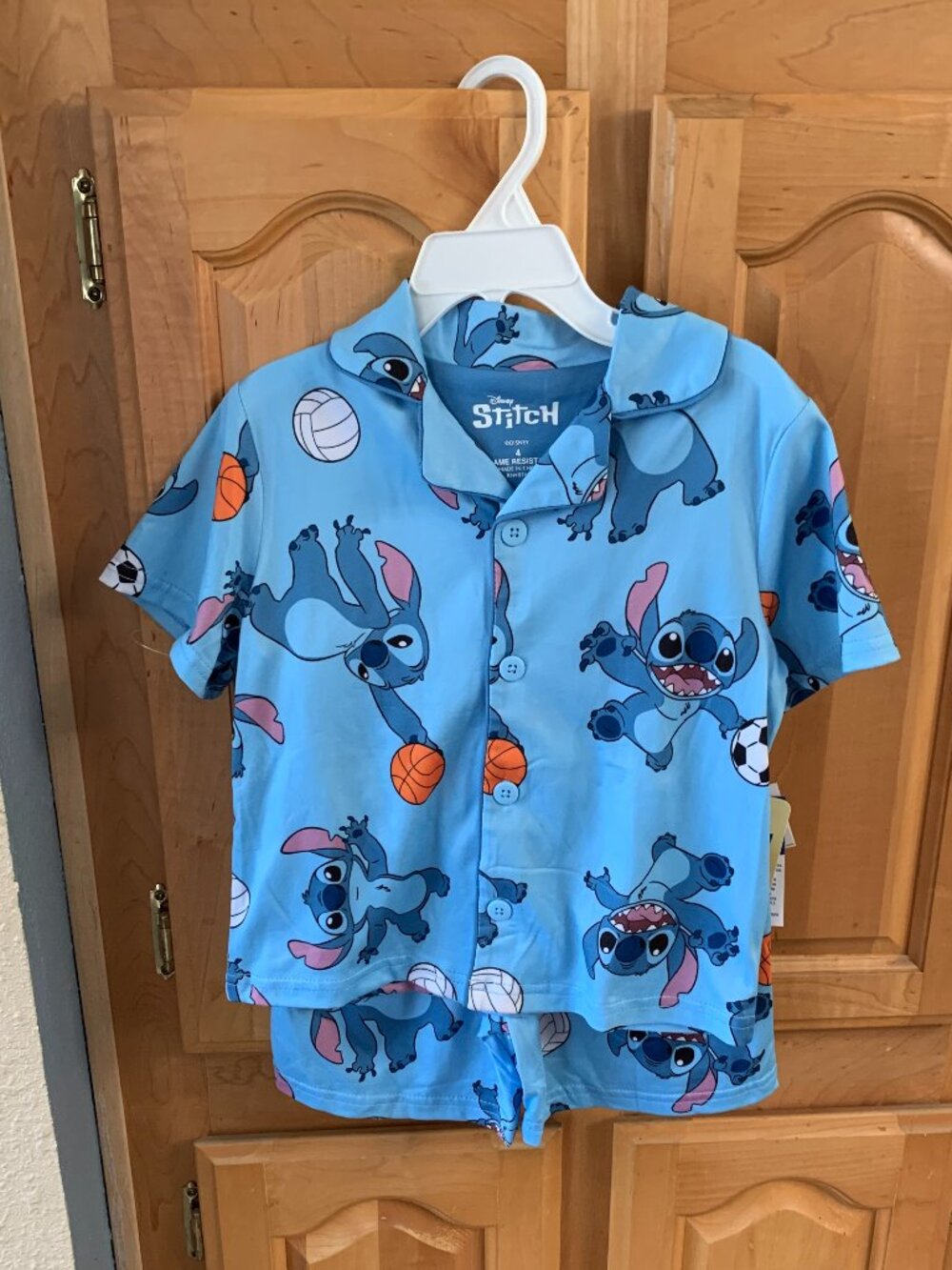 NWT Disney Stitch size 4 Flame Resistant 2-piece Pajamaswith Shorts